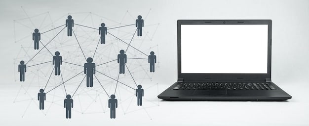 A digital graphic showing a network of interconnected individuals representing peer-to-peer lending. Each person is linked by lines, symbolizing the flow of funds and the community aspect of the lending platform.