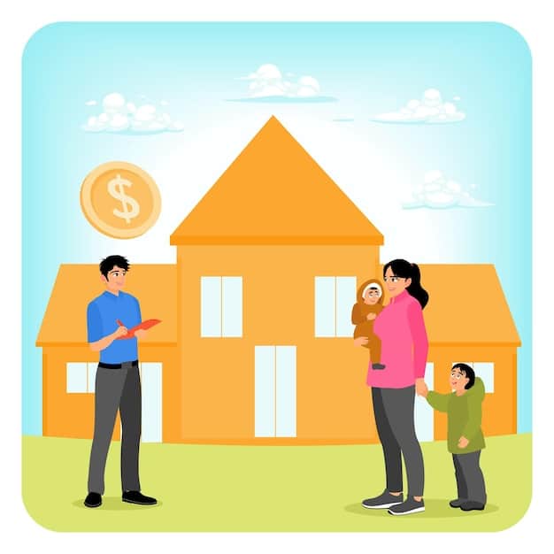 A family of OFWs standing in front of their new house, symbolizing the achievement of long-term financial goals through wise investment of remittances
