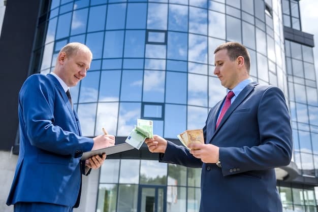 A person shaking hands with a bank representative over a table, signifying a successful negotiation for lower interest rates. The atmosphere is professional and positive.