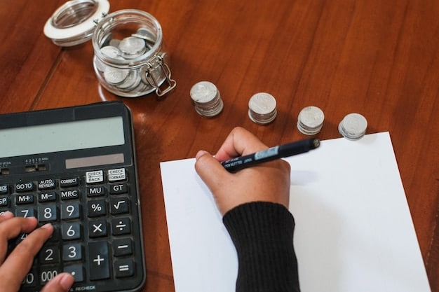 A close-up shot of a hand writing down debt information in a notebook, with a calculator and pen nearby. The focus is on the handwritten list of debts and their corresponding balances.