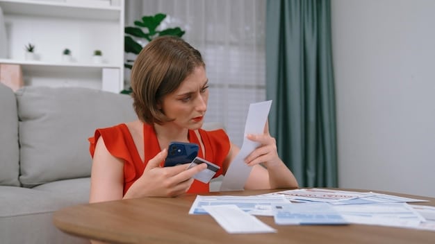 A person using a budgeting app on their smartphone to allocate funds for different insurance policies, with graphs showing the allocation percentages and a secure lock symbol representing financial security.